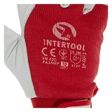 Перчатки кожаные Intertool SP-0013 из комбинир. кожи и ткани с подкладкой 10"
