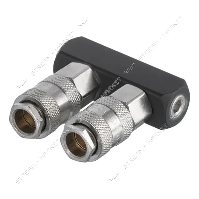 Разветвитель воздуха Intertool PT-1854 1/4" на 2 выхода прямой с быстроразъемными соединениями 10