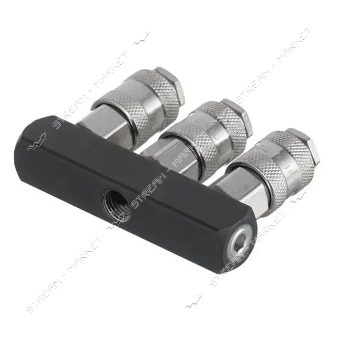 Разветвитель воздуха Intertool PT-1855 1/4" на 3 выхода прямой с быстроразъемными соединениями 10   