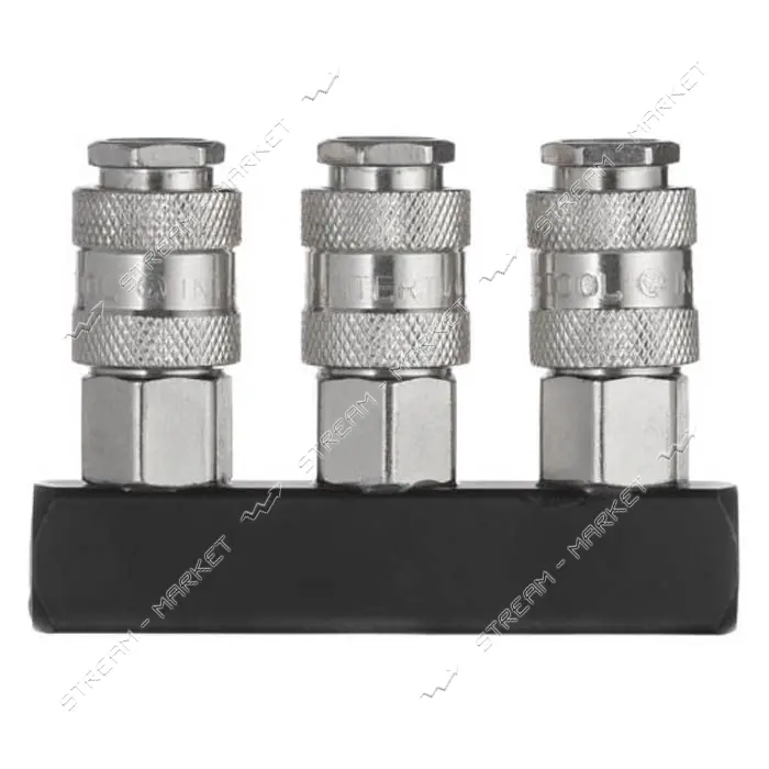 Разветвитель воздуха Intertool PT-1855 1/4" на 3 выхода прямой с быстроразъемными соединениями 10   