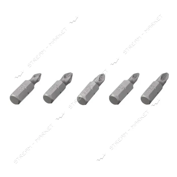 Комплект отверточных насадок Intertool VT-0210 PH1 PH2 PZ1 PZ2 1/4"x25мм S2 5шт Storm