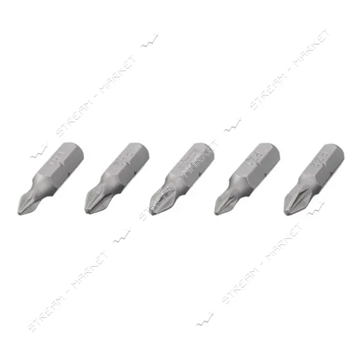 Комплект отверточных насадок Intertool VT-0210 PH1 PH2 PZ1 PZ2 1/4"x25мм S2 5шт Storm