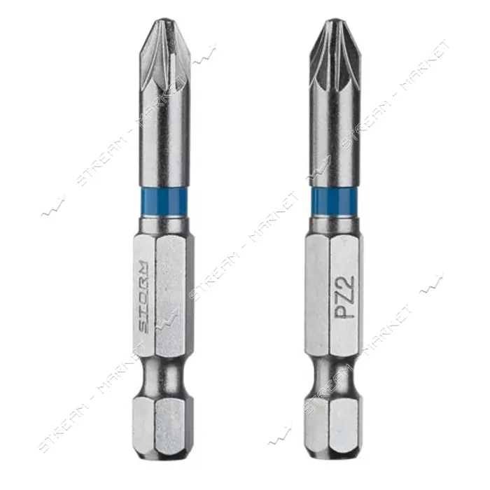 Комплект отверточных насадок Intertool VT-0215 PZ2 1/4"x50мм S2 2шт Storm                           