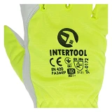 Перчатки кожаные Intertool SP-0172 10"комб из высококачественной козьей кожи и флуоресцент          
