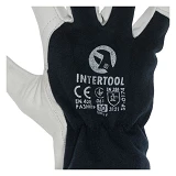 Перчатки кожаные Intertool SP-0174 комбинированная из высококачественной овечьей кожи и ткани 10"
