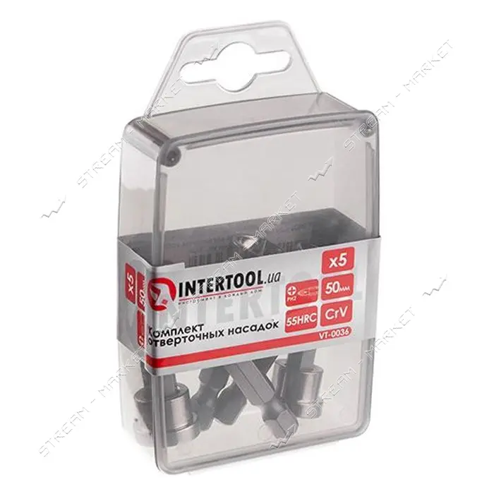 Комплект отверточных насадок с ограничителем Intertool VT-0036 PH2x50мм 5шт