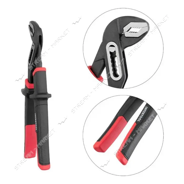 Клещи сантехнические Intertool NT-0165 250мм кованая сталь 40CrV двухкомпнентные рукоятки STORM