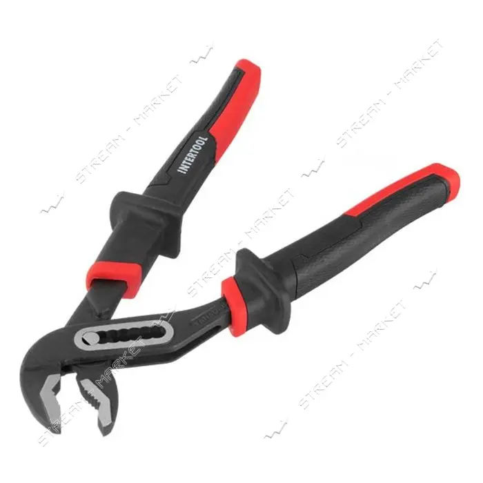 Клещи сантехнические Intertool NT-0165 250мм кованая сталь 40CrV двухкомпнентные рукоятки STORM