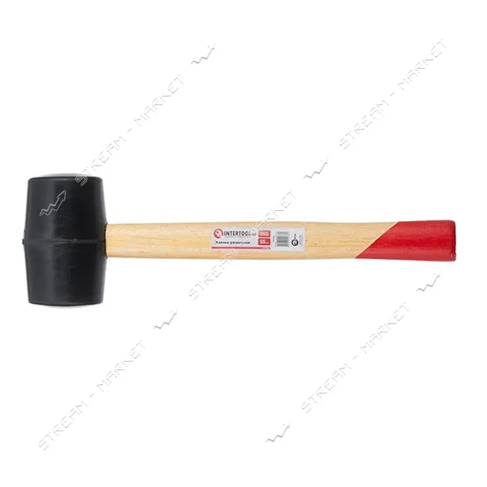Киянка резиновая Intertool HT-0236 350г 50мм деревянная ручка черная резина                         