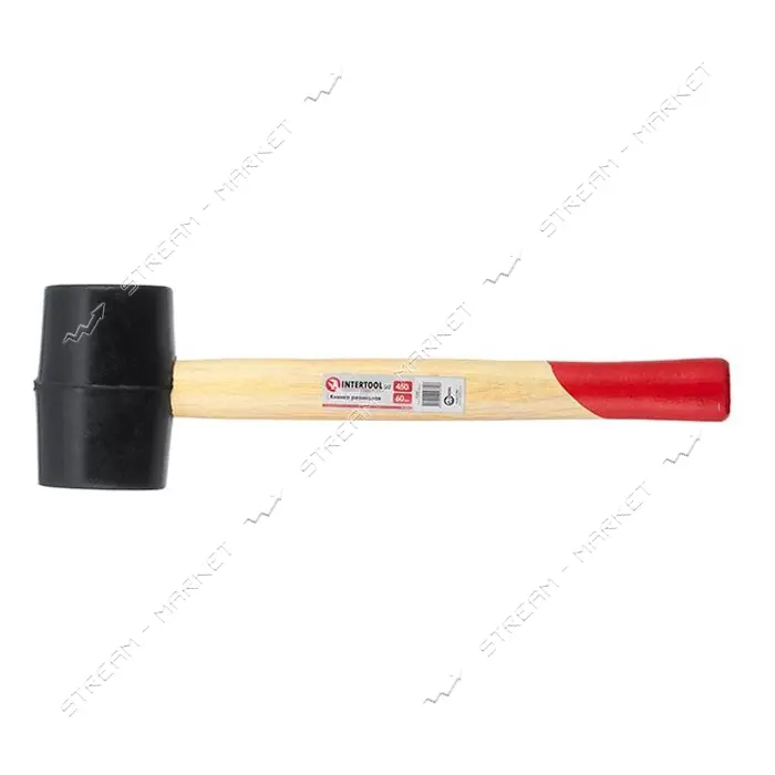 Киянка резиновая Intertool HT-0237 450г 60мм деревянная ручка черная резина                         