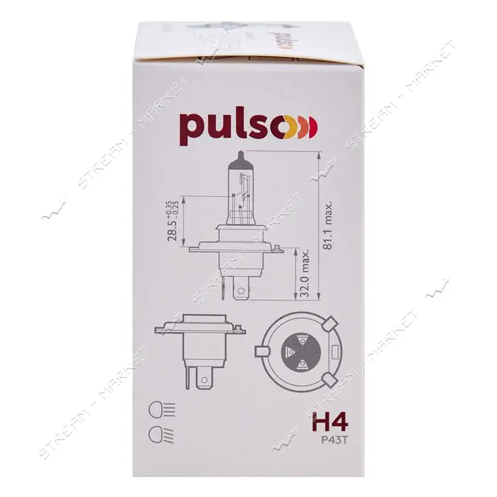 Лампа галогенная Pulso H4/P43T 12v 60w clear/c/box