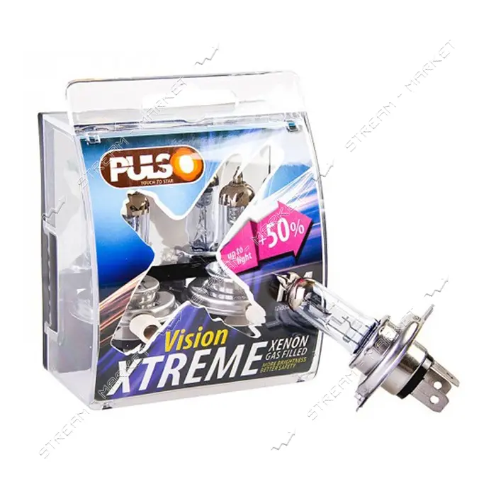 Лампа галогенная Pulso H4/P43T 12v 60w plus 50% X-treme Vision/c/box                                