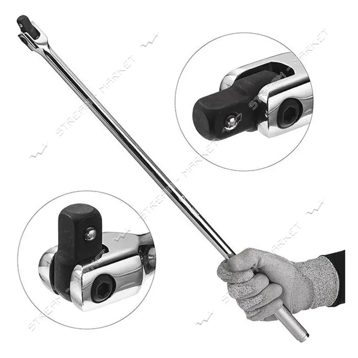 Вороток с шарниром Intertool ET-10351/2" 600мм хром-ванадиум                                        