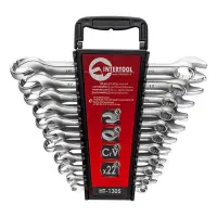 INTERTOOL HT-1305 Набор ключей комб 22ед. дюймовых, 11ед метрических+11 дюймовых                    