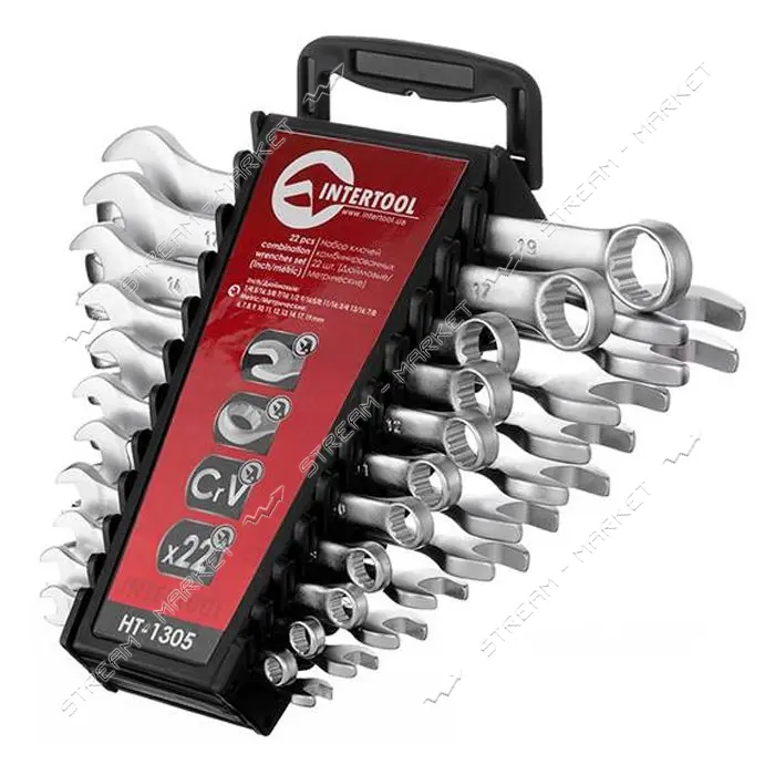 INTERTOOL HT-1305 Набор ключей комб 22ед. дюймовых, 11ед метрических+11 дюймовых