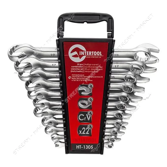 INTERTOOL HT-1305 Набор ключей комб 22ед. дюймовых, 11ед метрических+11 дюймовых