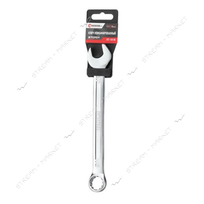 Ключ комбинированный Intertool XT-1018 18мм Cr-V покрытие сатин-хром