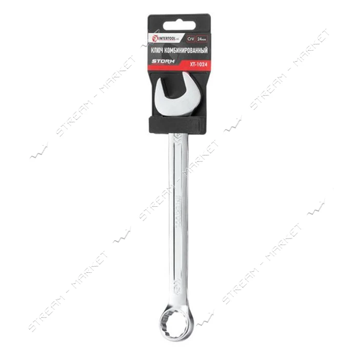 Ключ комбинированный Intertool XT-1024 24мм Cr-V покрытие сатин-хром                                