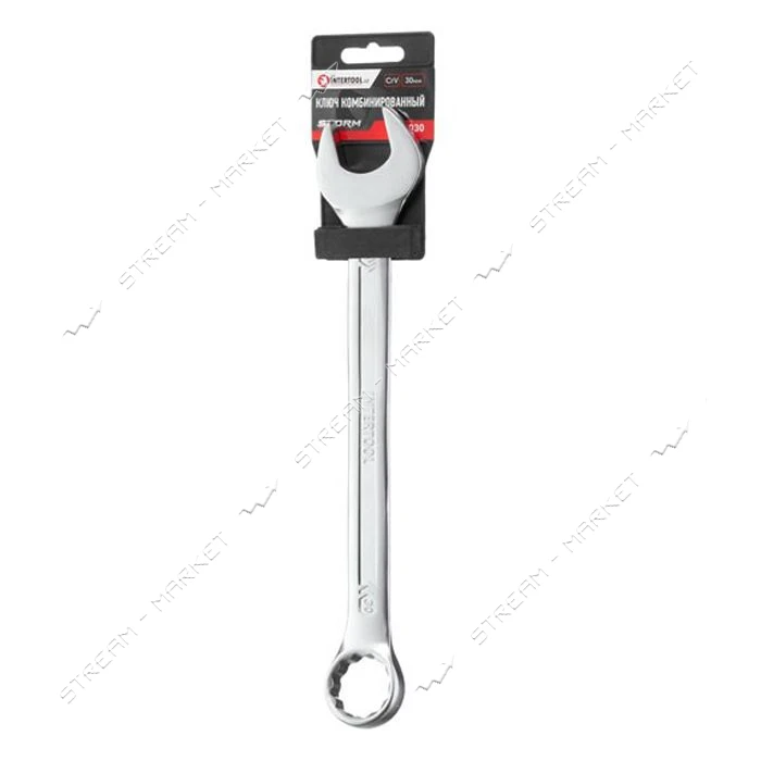 Ключ комбинированный Intertool XT-1030 30мм Cr-V покрытие сатин-хром