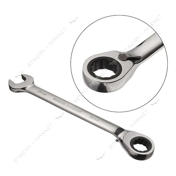 Ключ комбинированный Intertool XT-1321 с трещеткой 21мм Cr-V