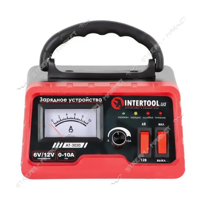Зарядное Intertool AT-3020 6/12В регулировка силы тока 0-10А 230В                                   