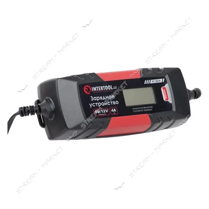 Зарядное устройство Intertool AT-3024 6/12В 4А 230В зимний режим зарядки плюс дисплей               
