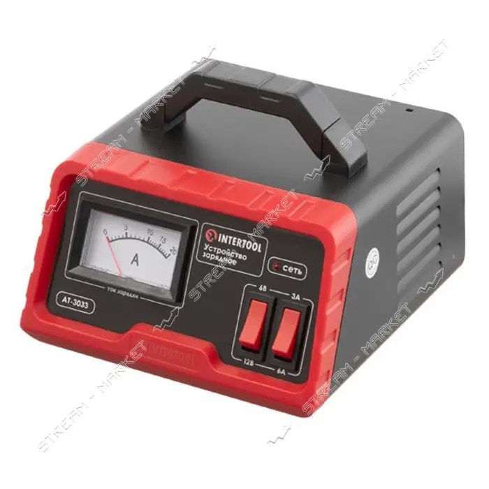 Устройство зарядное для аккумуляторов Intertool AT-3033 6/12В 3/6А 4-60Ач с трансформатором