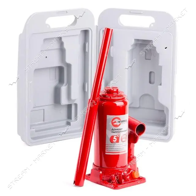 Домкрат столбик Intertool GT0053 одноштоковый 5т в чемодане                                         