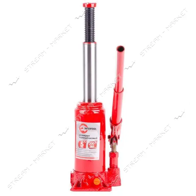 Домкрат столбик Intertool GT0053 одноштоковый 5т в чемодане                                         
