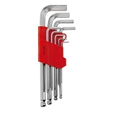 Набор Г-образных шестигранных ключей Intertool HT-0603 с шарообр-ым након-ом 1.5-10мм Cr-V 55HRC 9шт