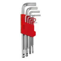 Набор Г-образных шестигранных ключей Intertool HT-0603 с шарообр-ым након-ом 1.5-10мм Cr-V 55HRC 9шт