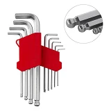 Набор Г-образных шестигранных ключей Intertool HT-0603 с шарообр-ым након-ом 1.5-10мм Cr-V 55HRC 9шт