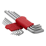 Набор Г-образных шестигранных ключей Intertool HT-0603 с шарообр-ым након-ом 1.5-10мм Cr-V 55HRC 9шт