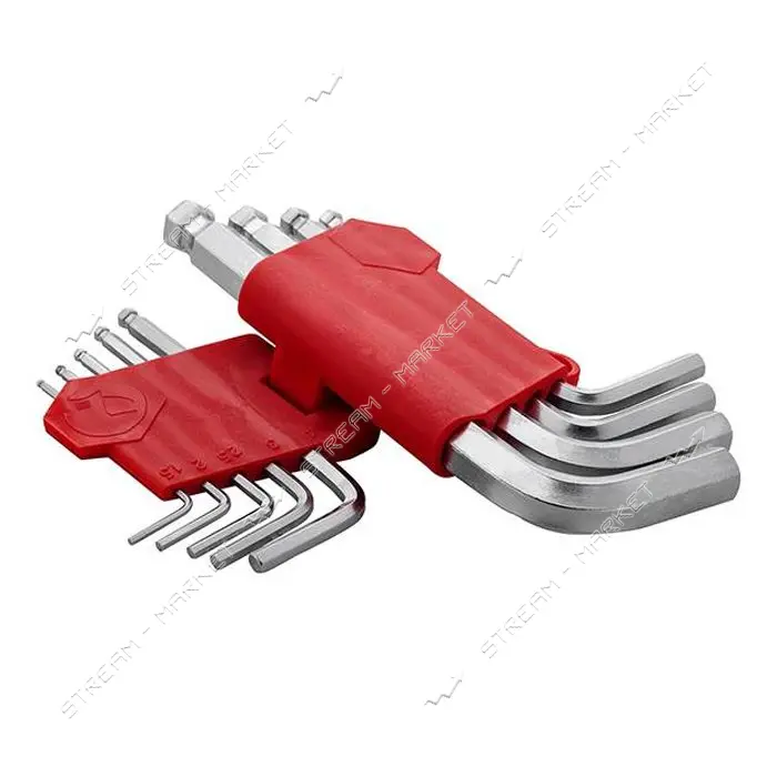 Набор Г-образных шестигранных ключей Intertool HT-0605 с шарообр-ым накло-ом 1.5-10 мм CrV55HRCS 9шт