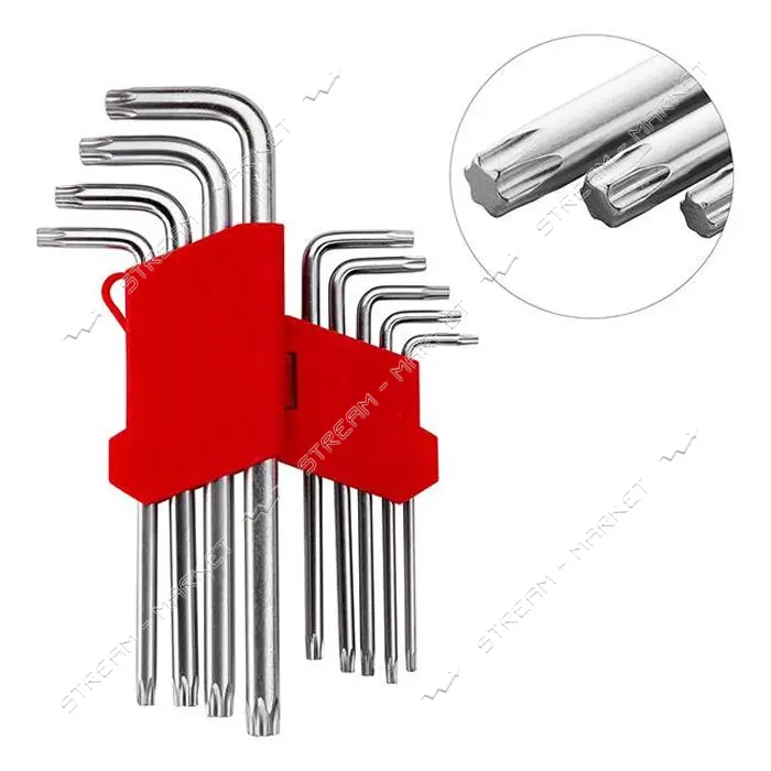 Набор Г-образных ключей Intertool HT-0608 TORX Т10-Т50 Cr-V big 9шт