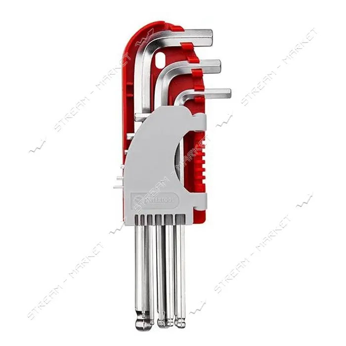 Набор Г-образных шестигарнных ключей Intertool Prof HT-1813 с шарообразным наконечником 1.5-10мм 9шт