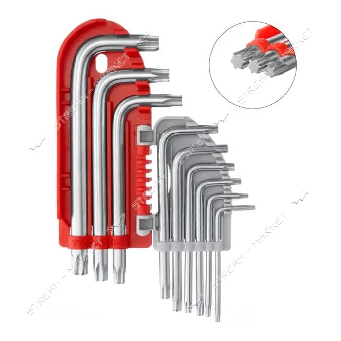Набор Г-образных ключей Intertool HT-1821 TORX Т10-Т50 Cr-V Small 9 шт