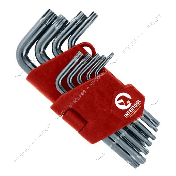 Набор Г-образных ключей Intertool HT-1831 TORX с отверстием Т10-Т50 Cr-V Small 9 шт                 