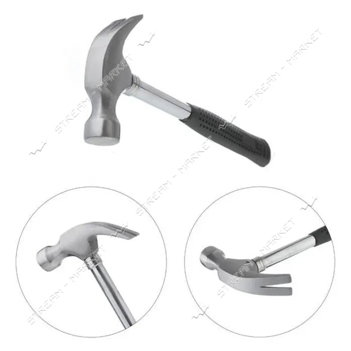 Молоток столярный Intertool HT-0224 с гвоздодером и металлической ручкой 450г                       