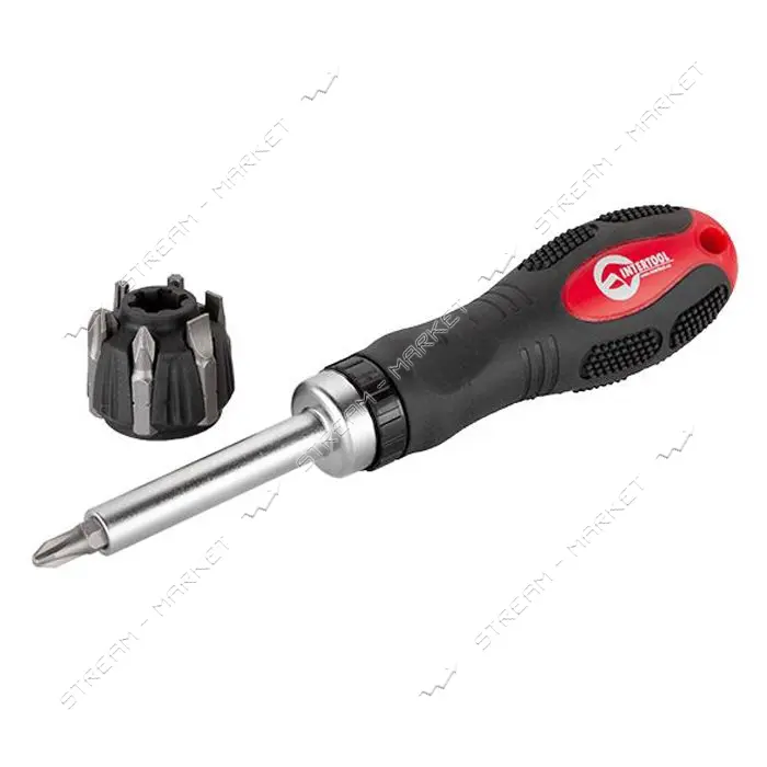 Отвертка реверсионная Intertool HT-0408 с комплектом насадок 7шт