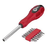 Отвертка магнитная Intertool HT-0415 1/4" 10x50мм с комплектом насадок 15шт Cr-V