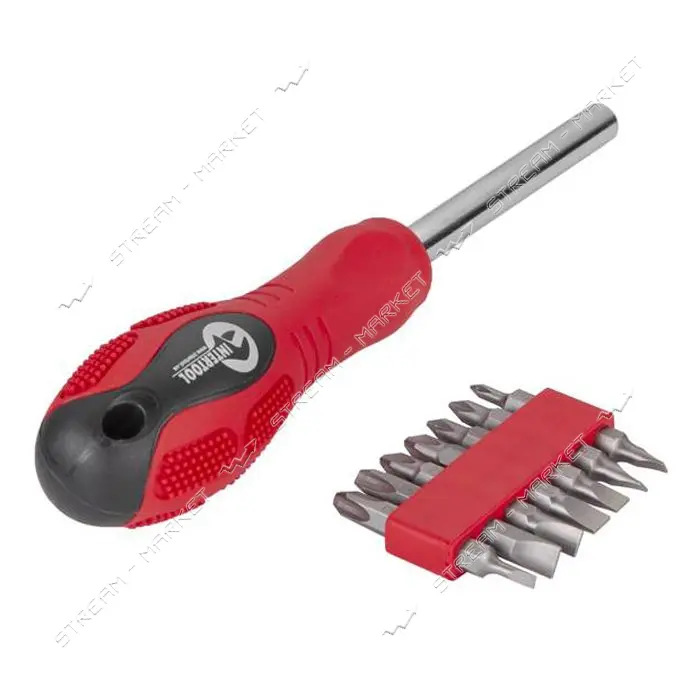 Отвертка магнитная Intertool HT-0415 1/4" 10x50мм с комплектом насадок 15шт Cr-V