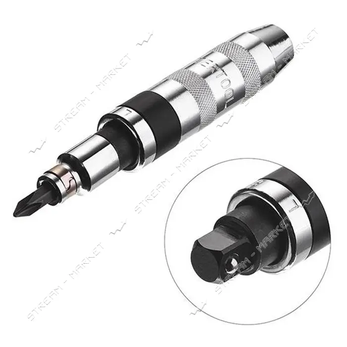 Отвертка ударная Intertool HT-0431 с комплектом насадок металлический футляр 6шт                    