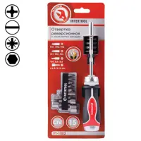 Отвертка реверсионная Intertool VT-1002 с комплектом насадок 11шт                                   