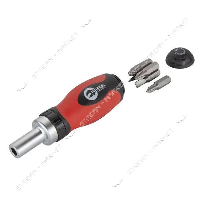 Отвертка реверсионная мини Intertool VT-1005 с комплектом насадок 5шт                               