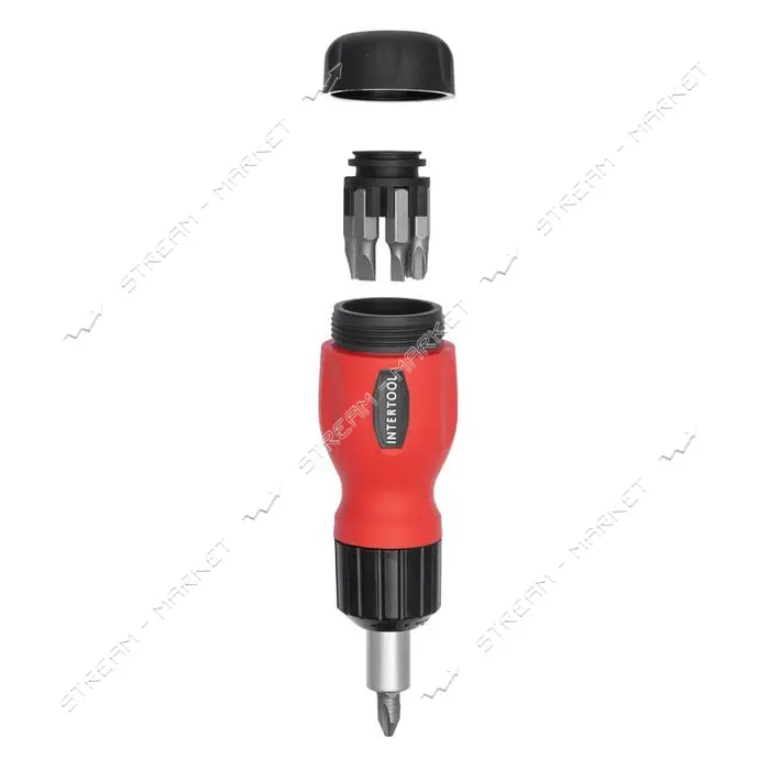 Отвертка реверсионная Intertool VT-1009 с комплектом насадок 6шт                                    