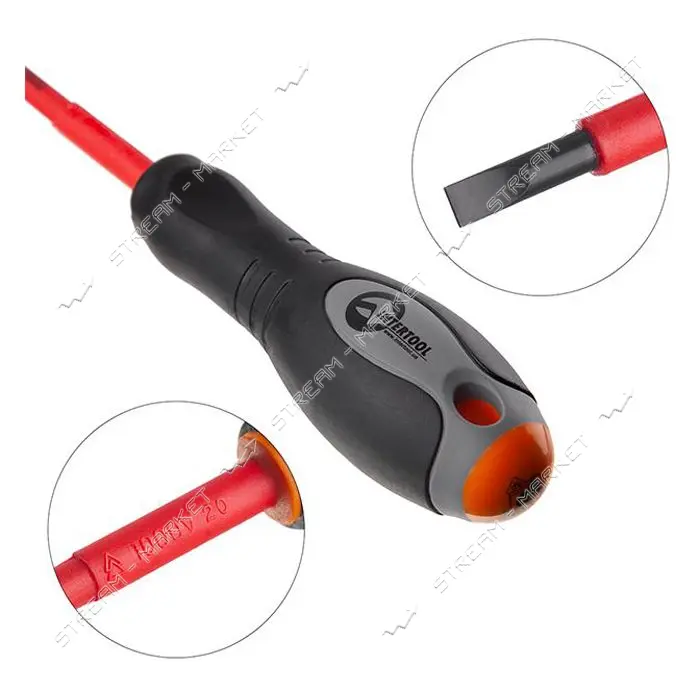 Отвертка Intertool VT-3203 изолированная шлицевая 0.5x3.00мм 75мм 1000В                             
