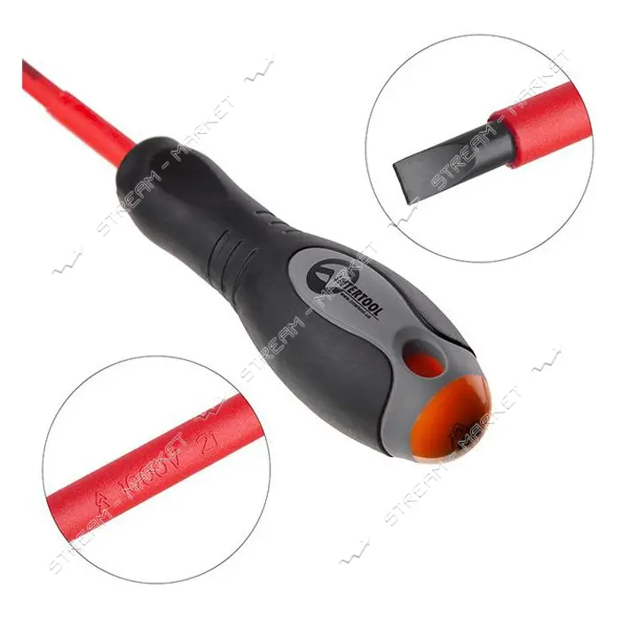 Отвертка Intertool VT-3206 изолированная шлицевая 1.0x5.50мм 125мм 1000В                            