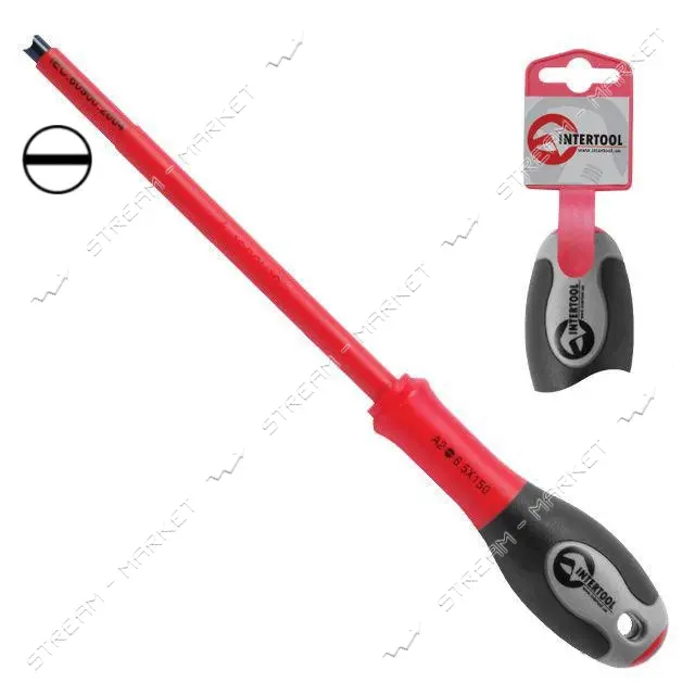 Отвертка Intertool VT-3207 изолированная шлицевая 1.2x6.50мм 150мм 1000В                            