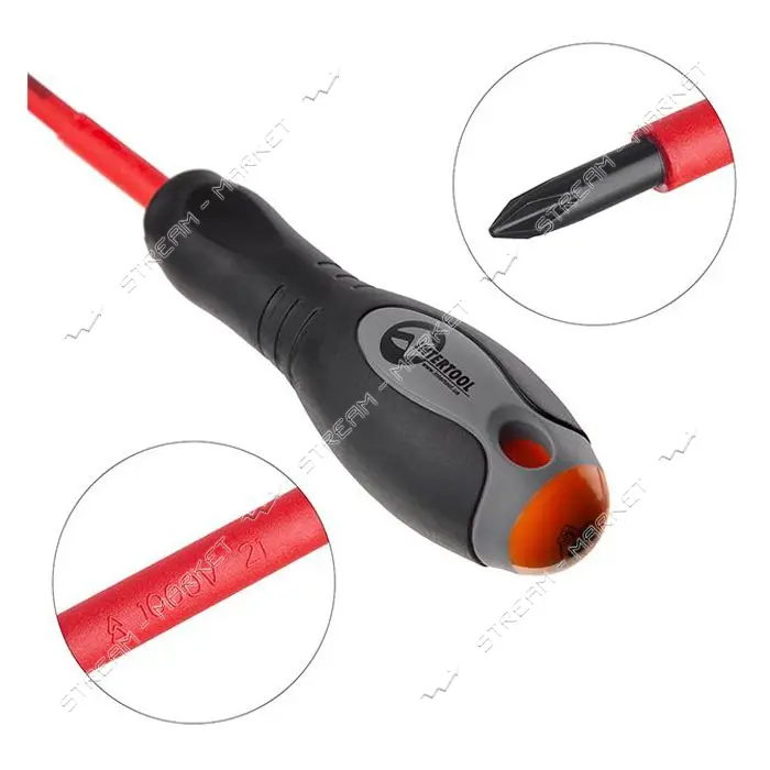 Отвертка Intertool VT-321 изолированная крестовая PH1 80мм 1000В
